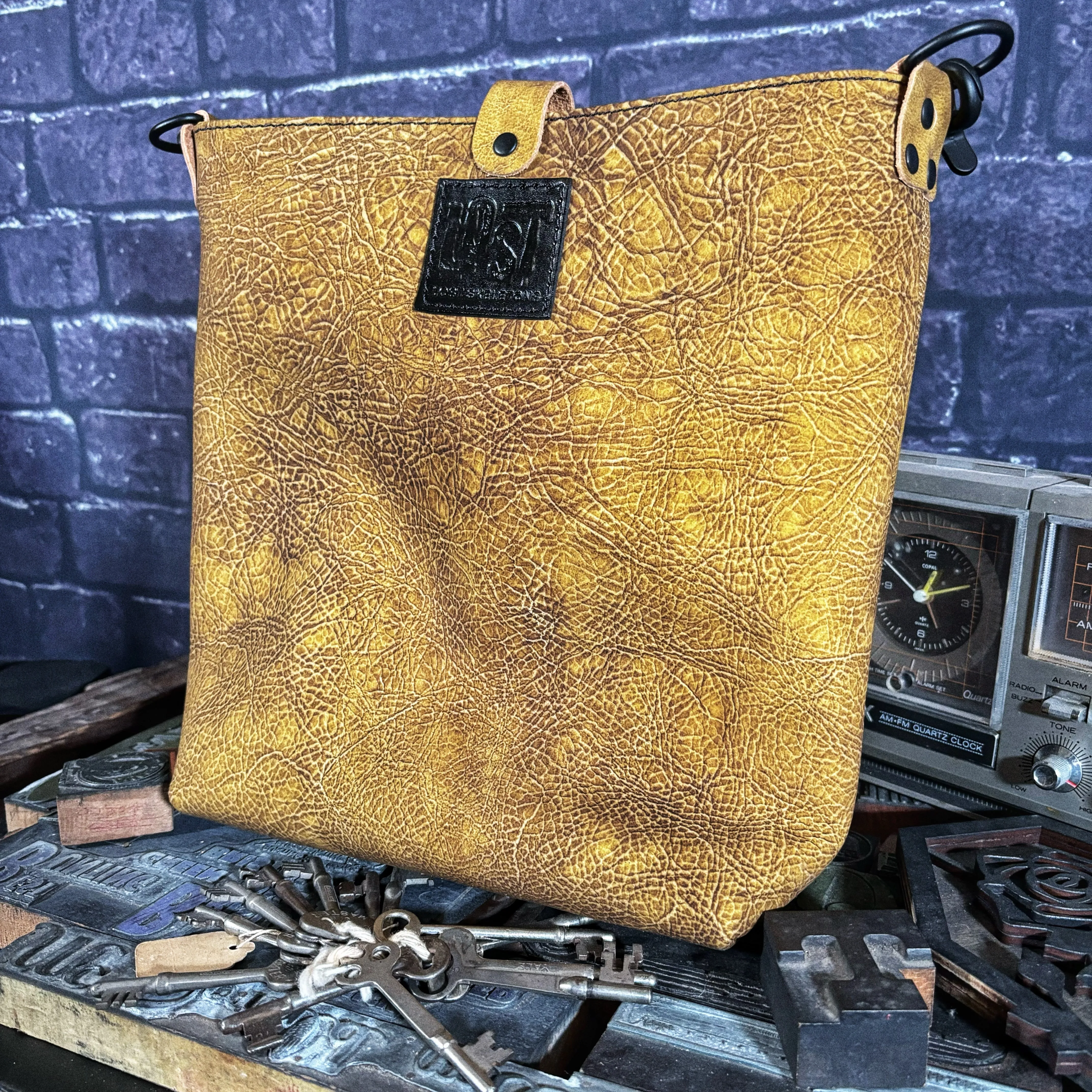 Dinosaur Skin Handmade Green Leather Crossbody Bag