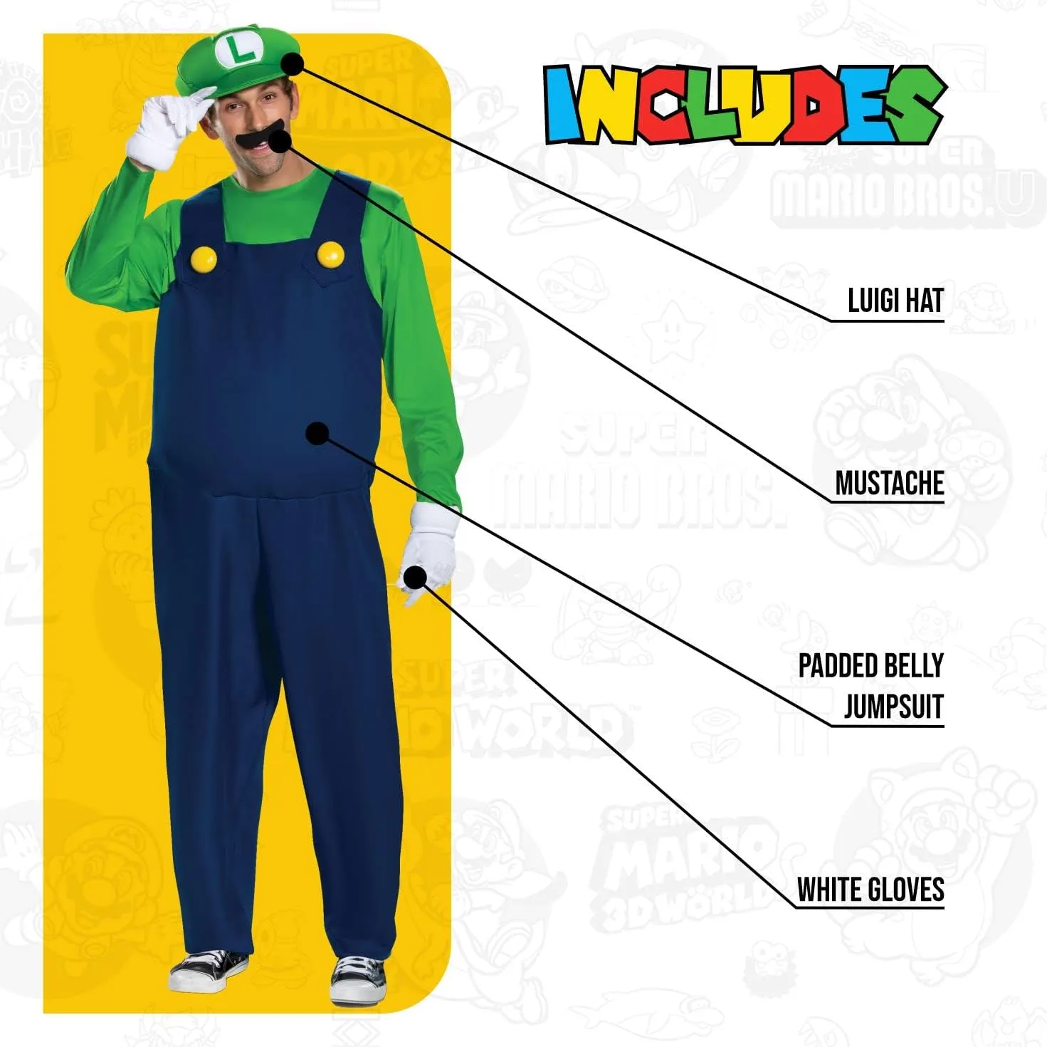 Disguise Men's Luigi Deluxe Adult Costume