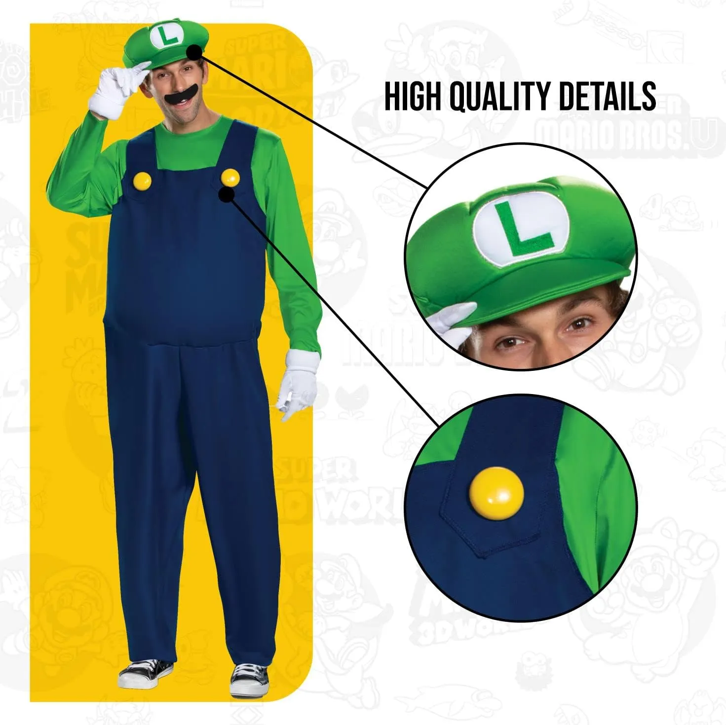 Disguise Men's Luigi Deluxe Adult Costume