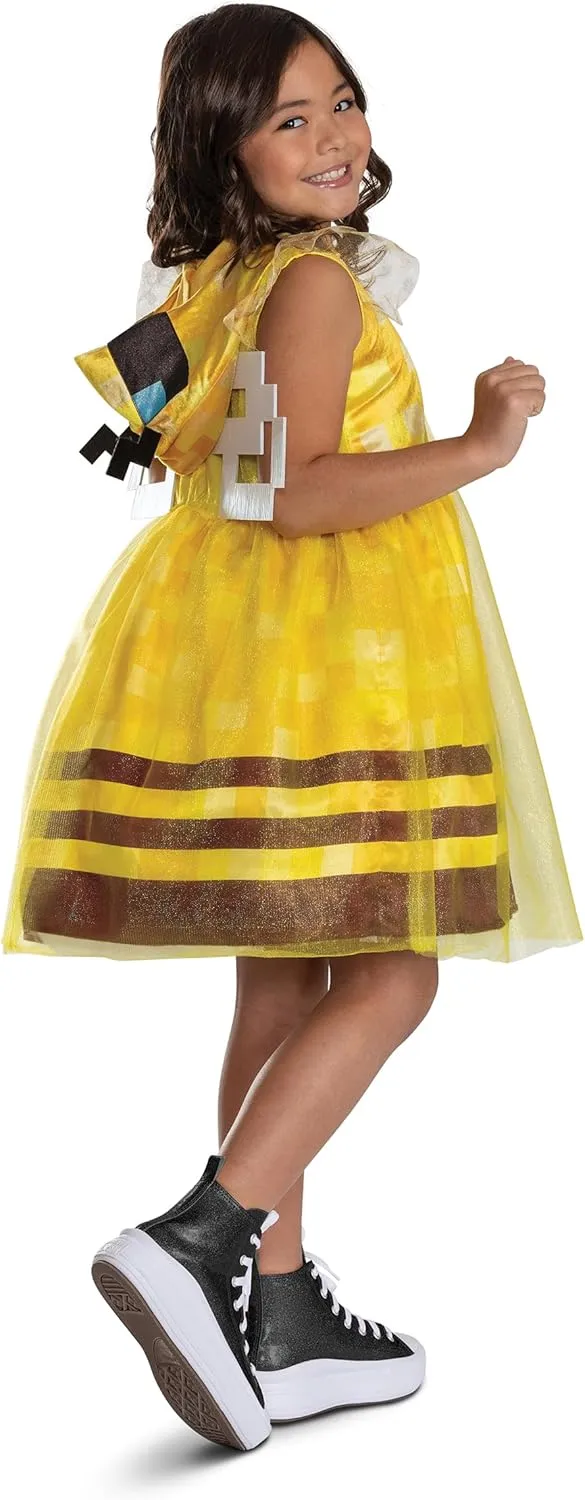 Disguise Minecraft Bee Dress Costume for Kids, Official Minecraft Costume Outfit with Hood and Wings