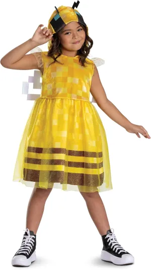 Disguise Minecraft Bee Dress Costume for Kids, Official Minecraft Costume Outfit with Hood and Wings