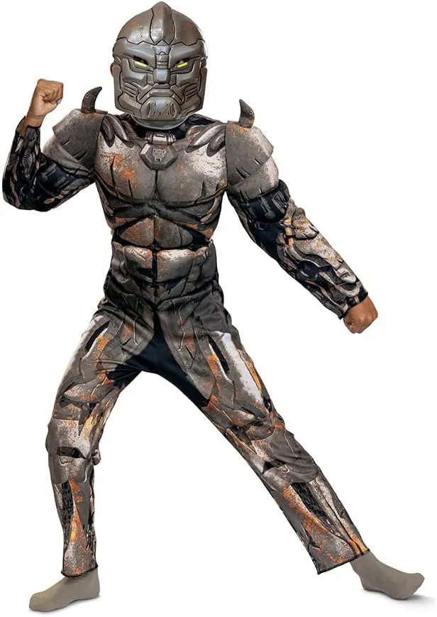 Disguise Rhinox Transformers Costume for Kids, Official Transformers Rise of the Beasts Muscle Padded Costume and Mask