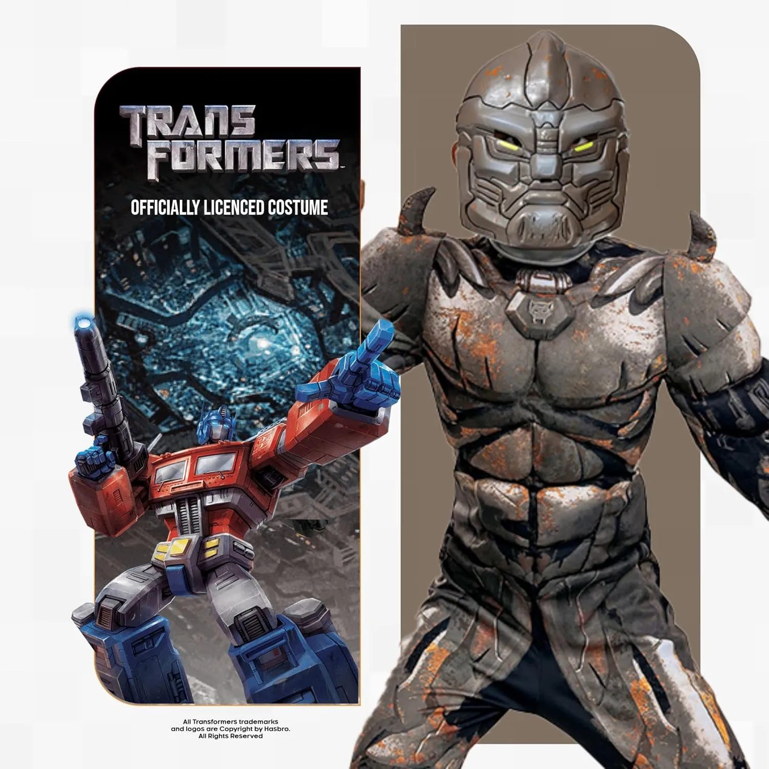 Disguise Rhinox Transformers Costume for Kids, Official Transformers Rise of the Beasts Muscle Padded Costume and Mask