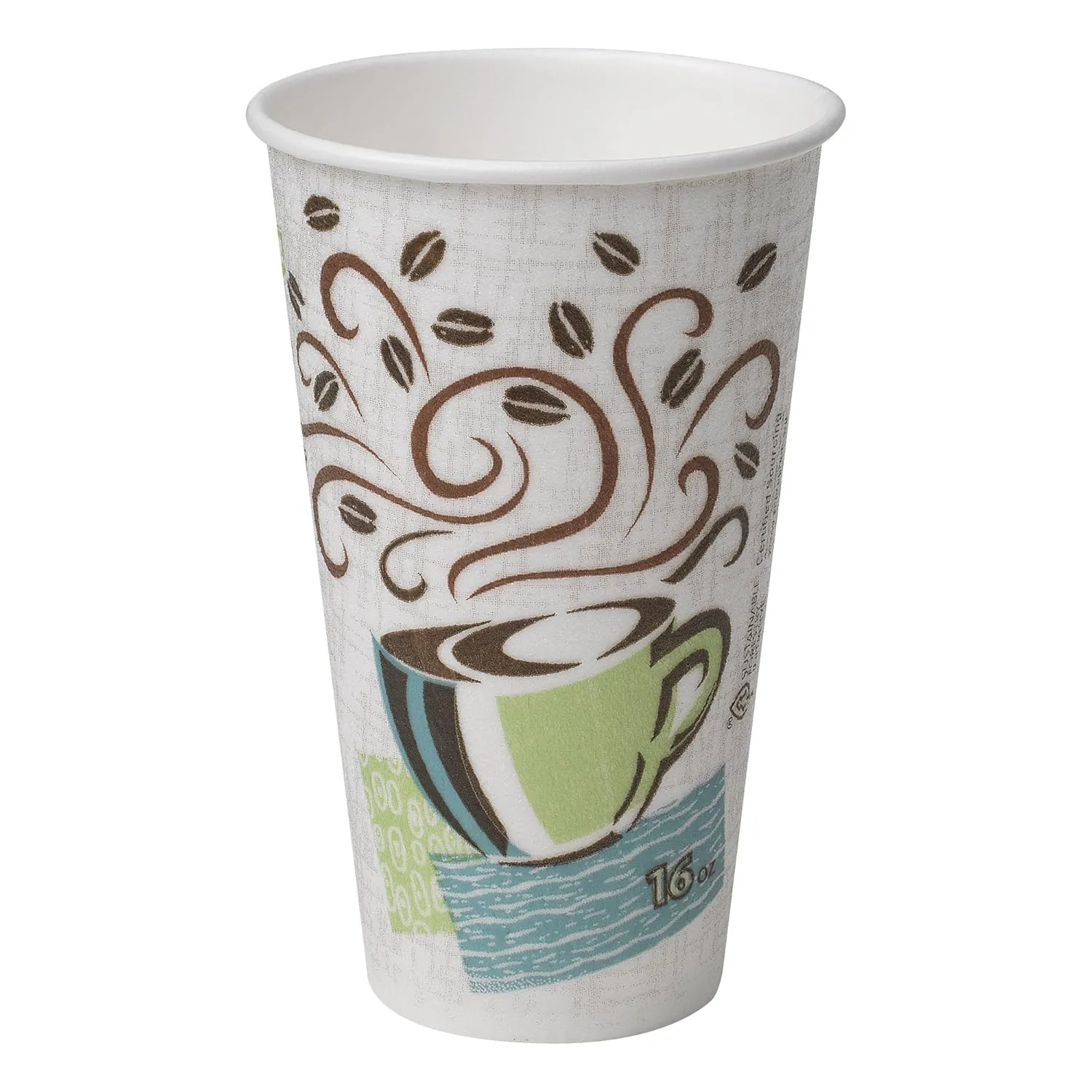 Dixie PerfecTouch 16 oz. Insulated Paper Hot Coffee Cup by GP PRO (Georgia-Pacific), Coffee Haze, 5356DX, 500 Count (25 Cups Per Sleeve, 20 Sleeves Per Case), Coffee Haze Design