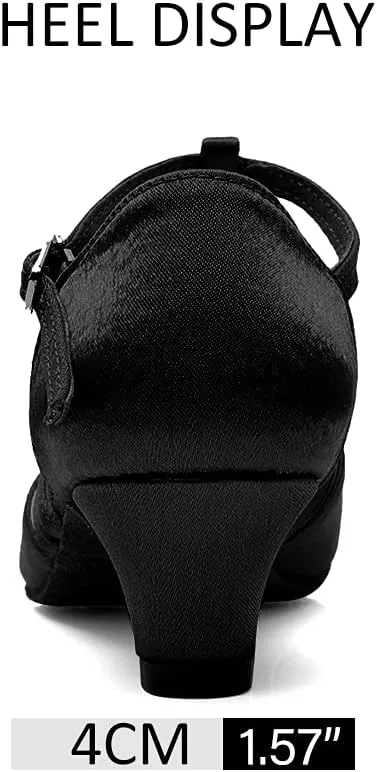 DKZSYIM Women's Satin Latin Dance Shoes Professional Ballroom Salsa Practice Performance Dancing Shoes,Model XGG-Women