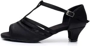 DKZSYIM Women's Satin Latin Dance Shoes Professional Ballroom Salsa Practice Performance Dancing Shoes,Model XGG-Women