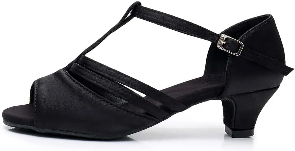 DKZSYIM Women's Satin Latin Dance Shoes Professional Ballroom Salsa Practice Performance Dancing Shoes,Model XGG-Women