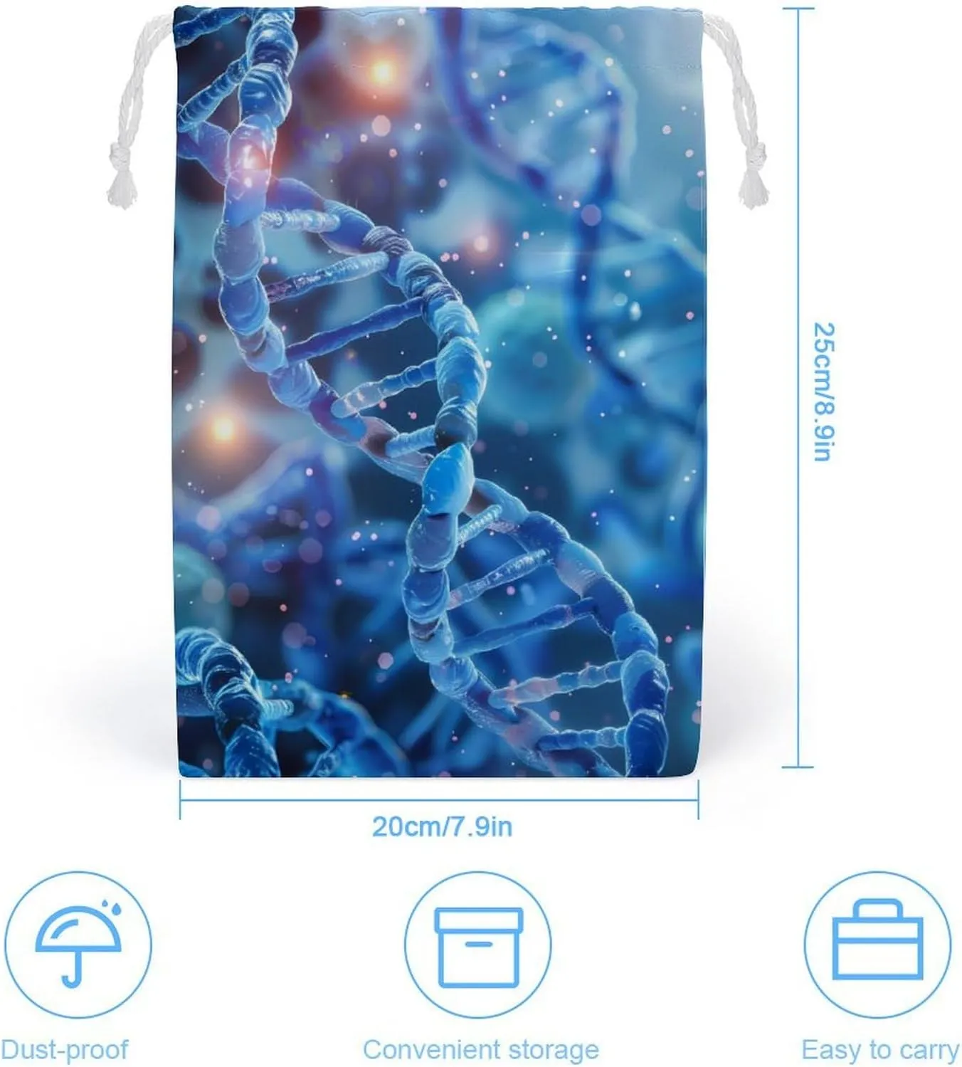 DNA Cell Scientific Drawstring Storage Bag Small String Bag Makeup Bag for Home Travel 20 * 25cm