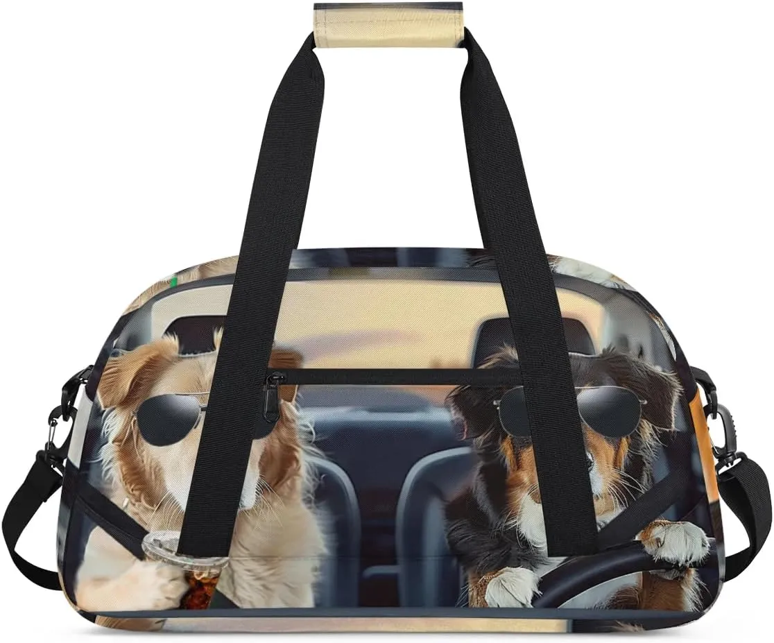 Dog Theme Gym Bag Sports Duffle Bag Weekend Sleepover Duffel Bags Small Travel Tote for Overnight Workout Gymnastics Dance Ballet