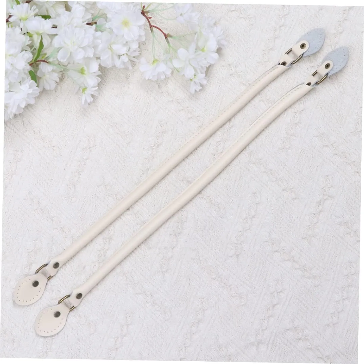 DOITOOL 1 Pair Leather Handbag Handles Durable Tote Bag Replacement Straps for DIY Sewing Thicken Design Fashionable Pouch Accessories White Beige for Women