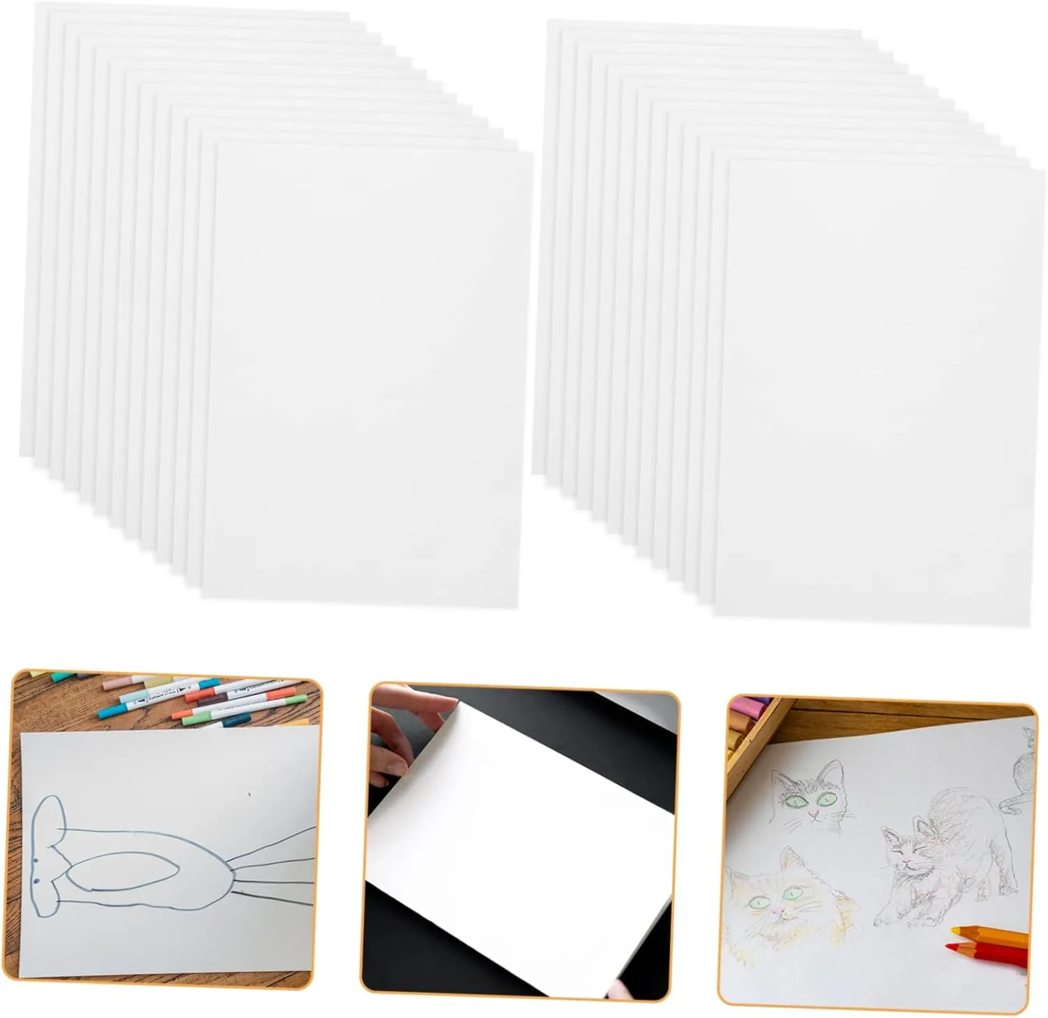 DOITOOL Beginner's Watercolor Paper Sketching Cards 50 Sheets Smooth Surface Drawing Paperboard