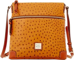 Dooney & Bourke Ostrich Emb Leather Crossbody Purse Tan