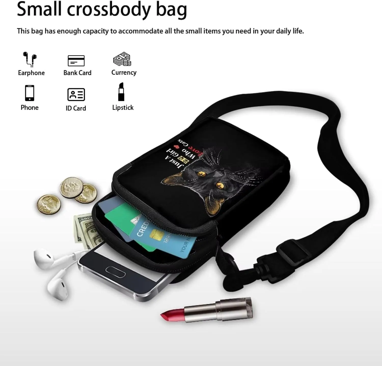 Double Layer Mini Crossbody Bag, Satchel Bags Handbag for Women Men