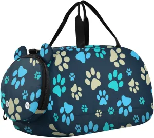 Duffel Bags for Boys Girls Colorful Dog Paw Footprint Dance Bag Small Gym Bags for Kids Teens