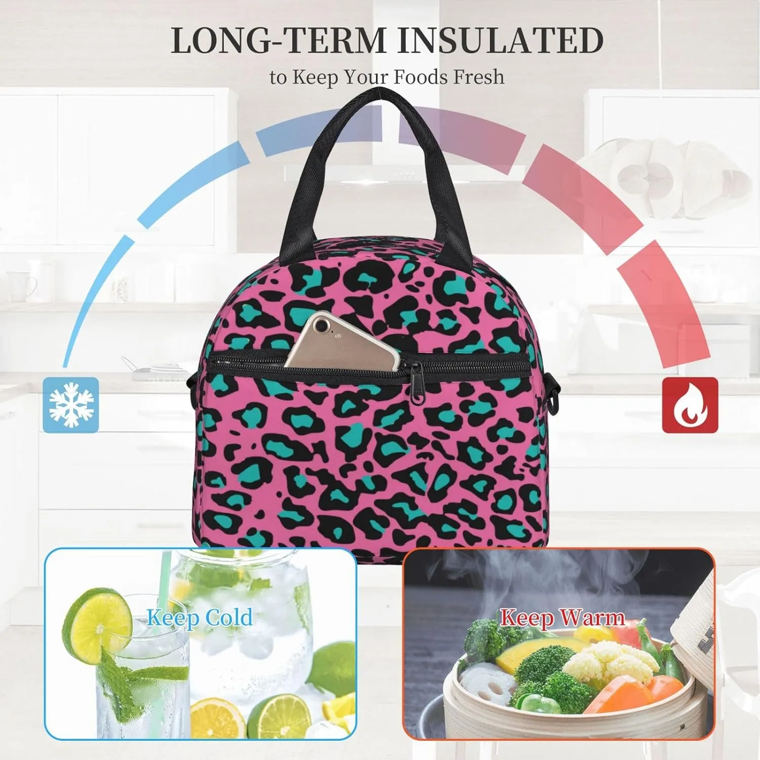 Dutch Windmill,Insulated Reusable Lunch Bag with Adjustable Shoulder Strap for Adults,Spring Flowers with Dutch Windmill,Leakproof Office Picnic Hiking Beach Tote Bag,Multicolor,9x5x7.8in