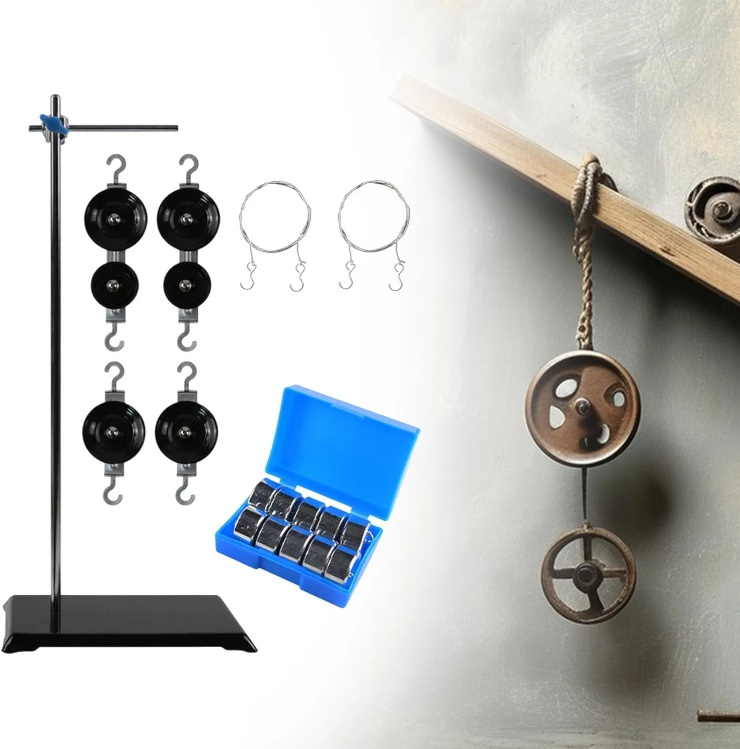 DYNWAVE Physics Pulley Set Demonstrator Teaching Aids Movable Pulley Portable Educational Science Experiment for School Middle School, Style C