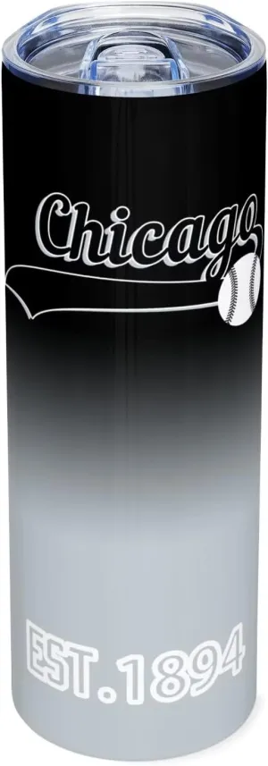 EBBUGAS Chicago EST 1894 Tumblers 20oz Straight Skinny Car Cups Sports Travel Coffee Mug, Stainless Steel, Insulated,Classic Collection Gifts for Men Women Fans.