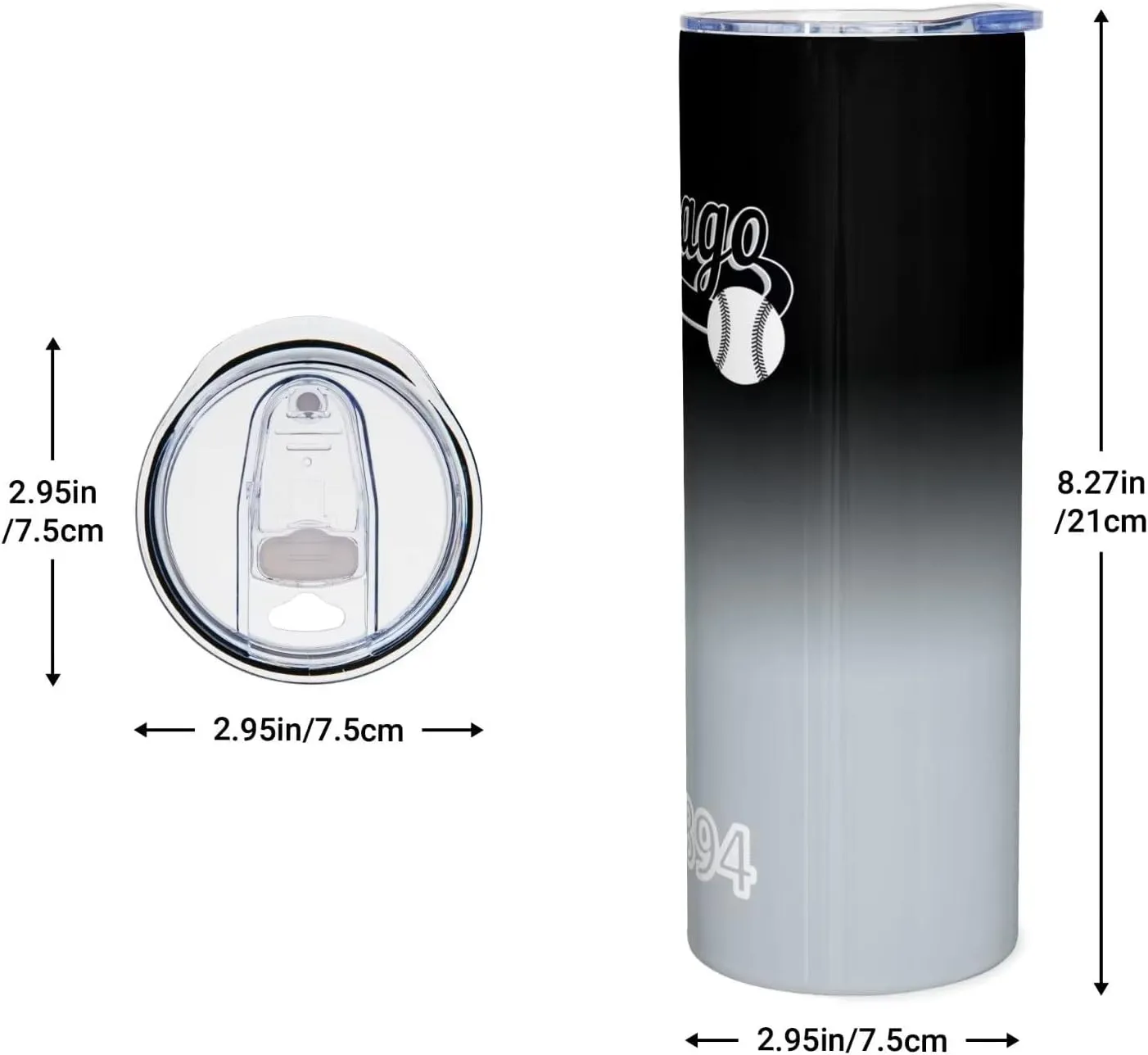 EBBUGAS Chicago EST 1894 Tumblers 20oz Straight Skinny Car Cups Sports Travel Coffee Mug, Stainless Steel, Insulated,Classic Collection Gifts for Men Women Fans.
