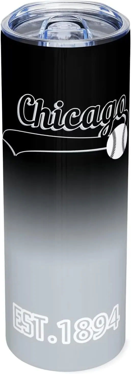 EBBUGAS Chicago EST 1894 Tumblers 20oz Straight Skinny Car Cups Sports Travel Coffee Mug, Stainless Steel, Insulated,Classic Collection Gifts for Men Women Fans.
