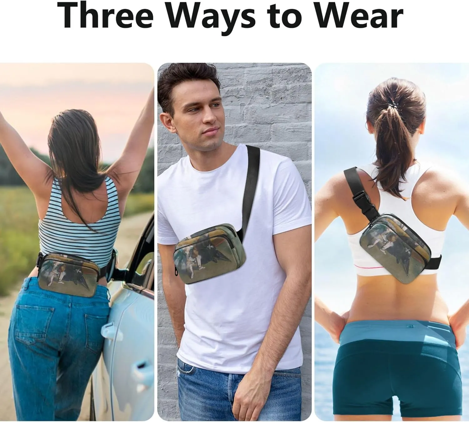 Edgar Degas Prints Waiting Womens Fanny Pack Hiking Hip Bag Belt Purse Waterproof Crossbody Waist Purse