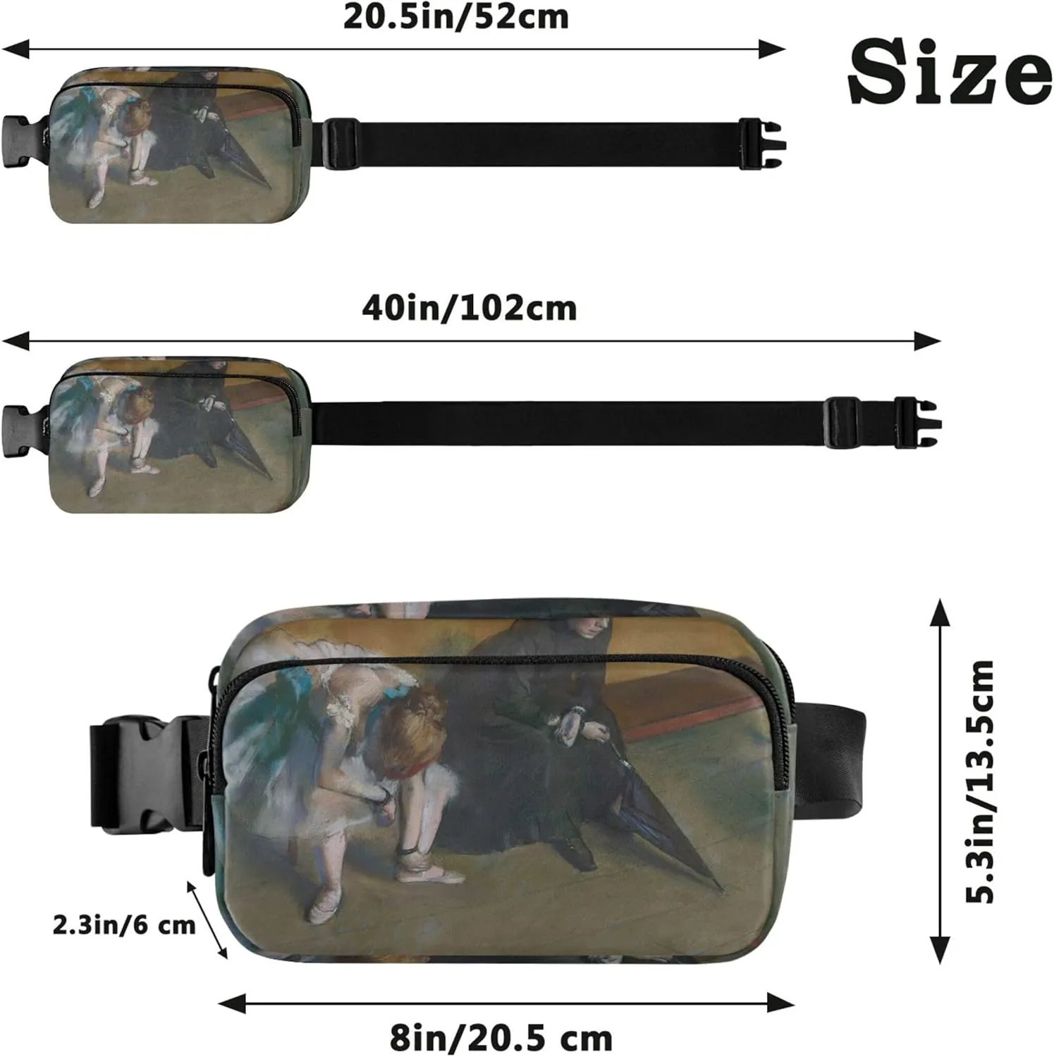 Edgar Degas Prints Waiting Womens Fanny Pack Hiking Hip Bag Belt Purse Waterproof Crossbody Waist Purse