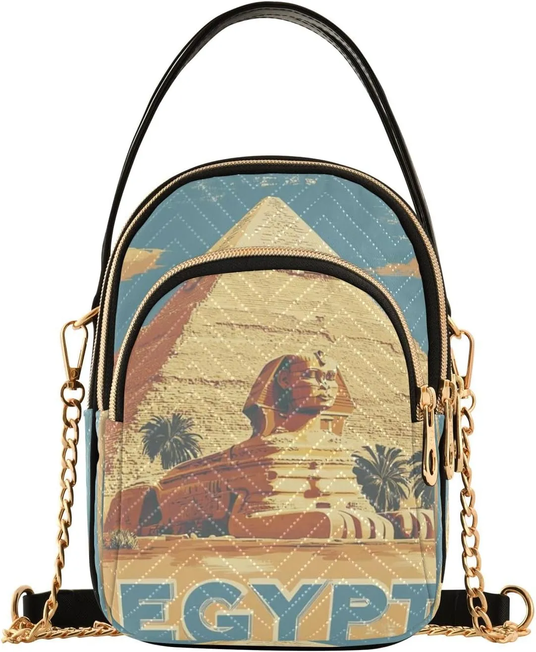Egypt Pyramid Multi Pockets Crossbody Bags for Women Zip Cell Phone Purse Wallet Bag with Detachable Shoulder Strap Shoulder Purse for Girls Women Trendy Gift Shopping Working Traveling