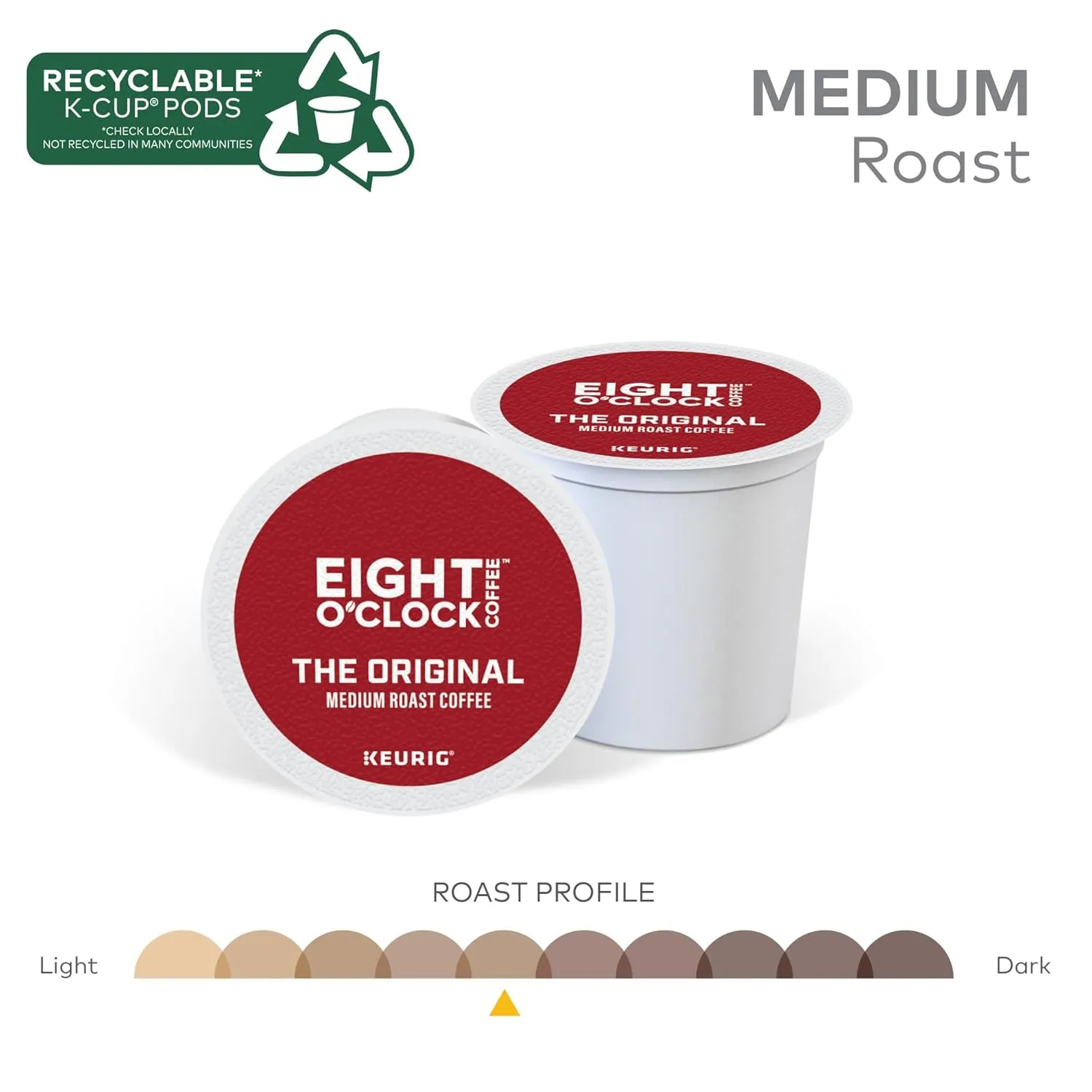 Eight O'Clock Coffee The Original, Keurig Single Serve K-Cup Pods, Medium Roast, 72 Count (6 Packs of 12)