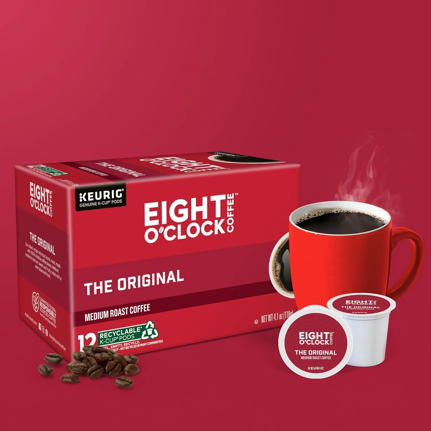 Eight O'Clock Coffee The Original, Keurig Single Serve K-Cup Pods, Medium Roast, 72 Count (6 Packs of 12)