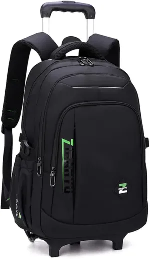 EKUIZAI Solid Color Trolley Backpack Schoolbag for Middle School Students Elementary Rolling Bag Daypack for Teen Boys