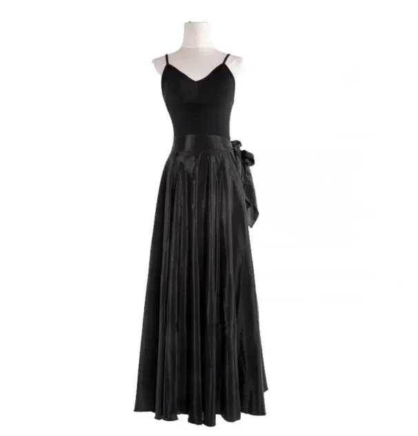 Elegant Women's Satin Long Skirt for Chinese Folk Dance – Solid Color