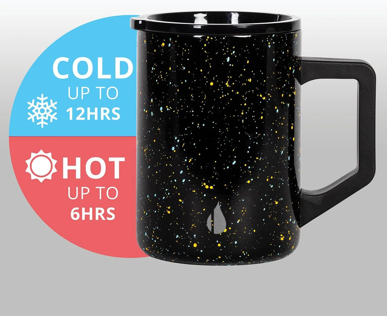 Elemental Insulated Coffee Mug - Triple-Wall Stainless Steel Summit Travel Cup for Hot and Cold Drinks - Thermal Coffee Mug with Lid and Handle for Camping, Office & Travel 16oz - Black Speckle