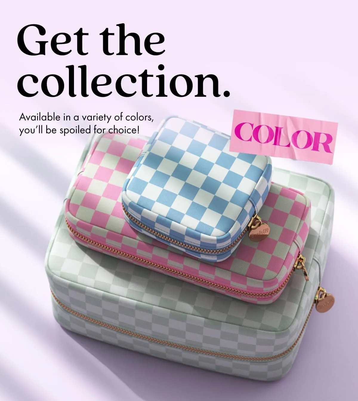 Embla Makeup Bag Travel Cosmetics Pouch and Toiletry Bag, Nylon Zipper Pouch Purse, Cute Make Up Organizer Storage Tote for Women Girls, Travel Skincare Case, Large Makeup Case, Sand Checkered