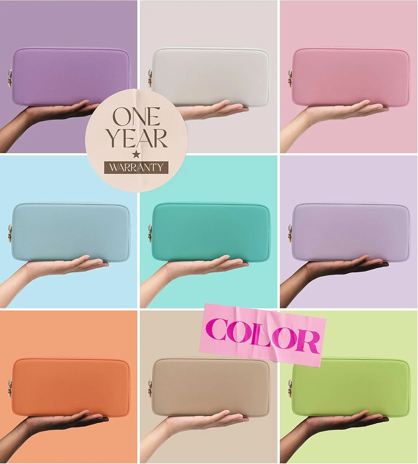 Embla Makeup Bag Travel Cosmetics Pouch and Toiletry Bag, Nylon Zipper Pouch Purse, Cute Make Up Organizer Storage Tote for Women Girls, Waterproof Travel Skincare Case, Small Makeup Bags, Lemon