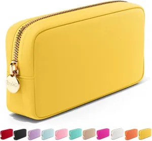 Embla Makeup Bag Travel Cosmetics Pouch and Toiletry Bag, Nylon Zipper Pouch Purse, Cute Make Up Organizer Storage Tote for Women Girls, Waterproof Travel Skincare Case, Small Makeup Bags, Lemon