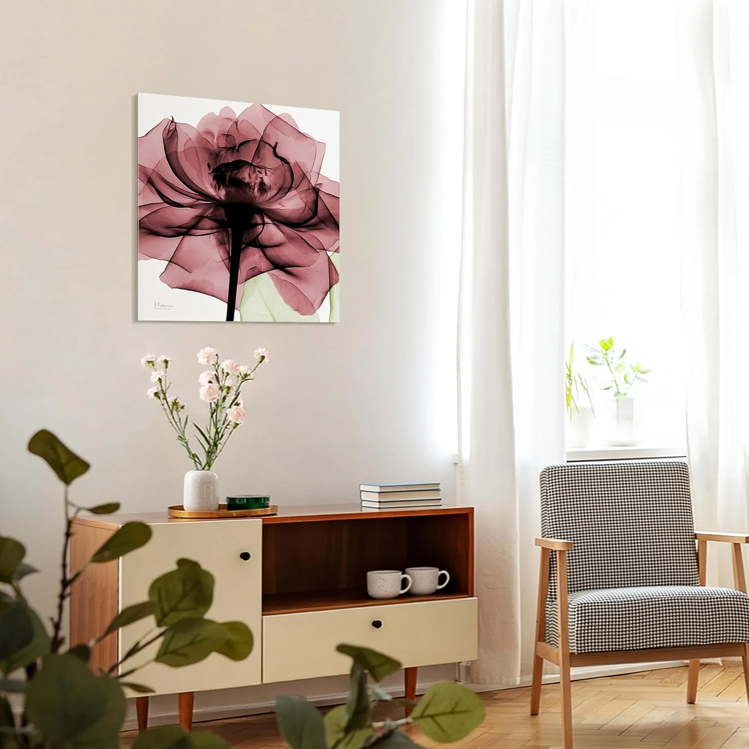 Empire Art Direct Frameless Free Floating Tempered Glass Panel Graphic Wall Art Ready to Hang, 24" x 24", Chianti Rose II