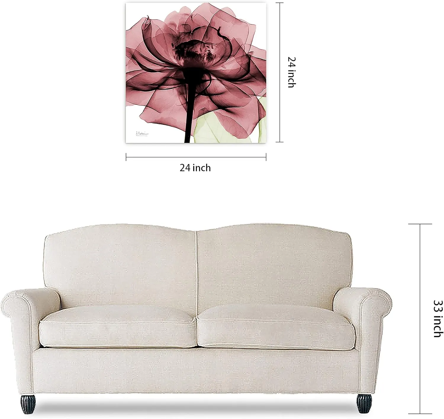 Empire Art Direct Frameless Free Floating Tempered Glass Panel Graphic Wall Art Ready to Hang, 24" x 24", Chianti Rose II