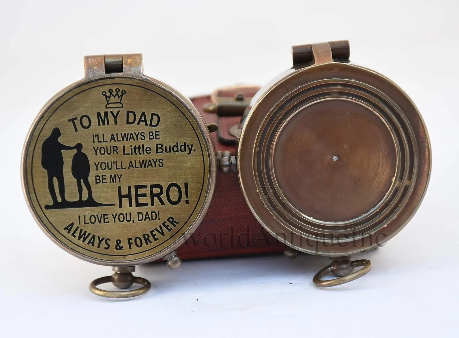 Engraved Brass Compass- Personalized Sundial Compass Gift to My Son/to Our Son/Nautical Gift for Son from Dad/Gift to Son from Mom A Perfect and Unique Gift with Leather Case