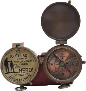 Engraved Brass Compass- Personalized Sundial Compass Gift to My Son/to Our Son/Nautical Gift for Son from Dad/Gift to Son from Mom A Perfect and Unique Gift with Leather Case