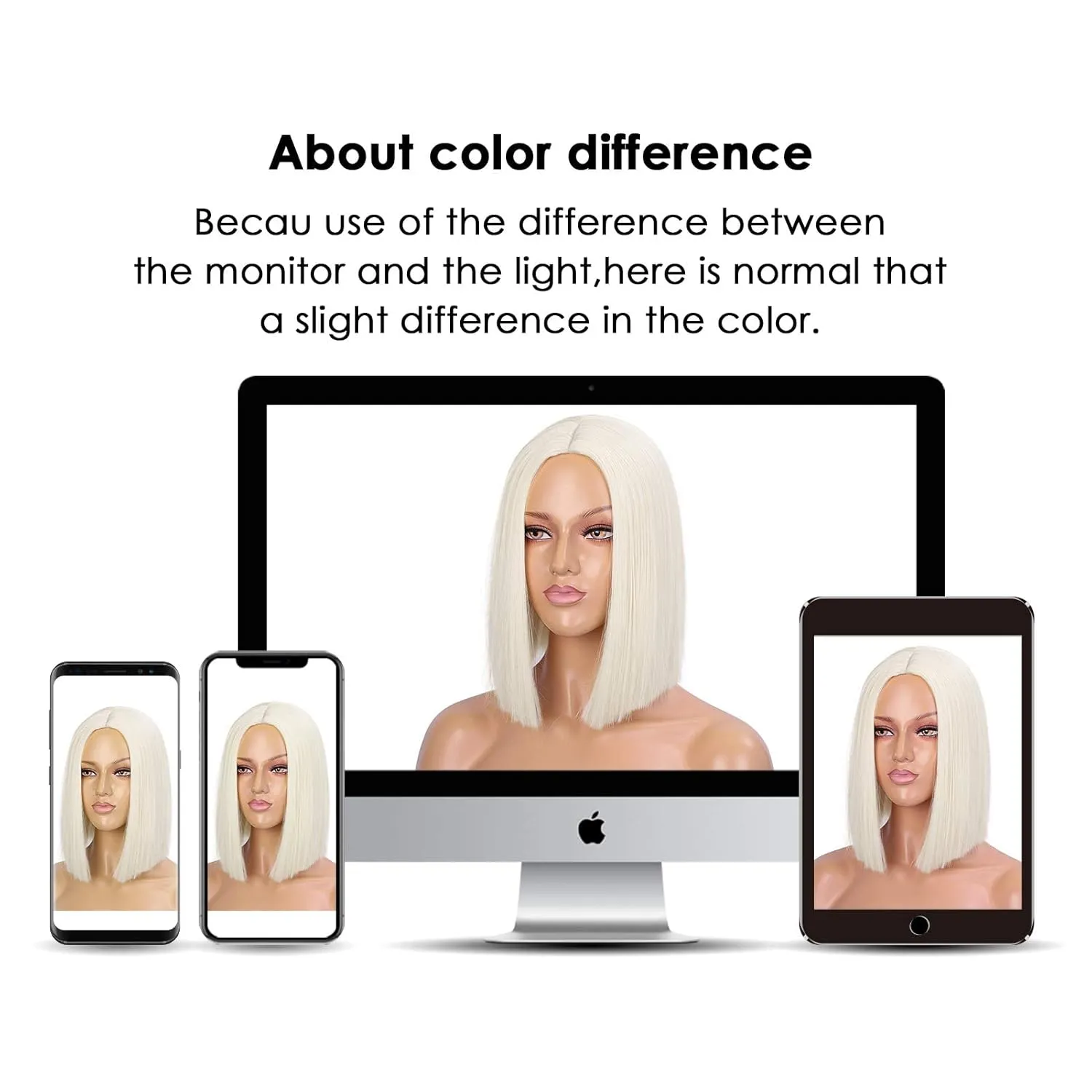 ENTRANCED STYLES Platinum Blonde Wig Straight Hair Short Bob Wigs for Women Middle Part Shoulder Length Synthetic Wig Cosplay Halloween Party Wigs