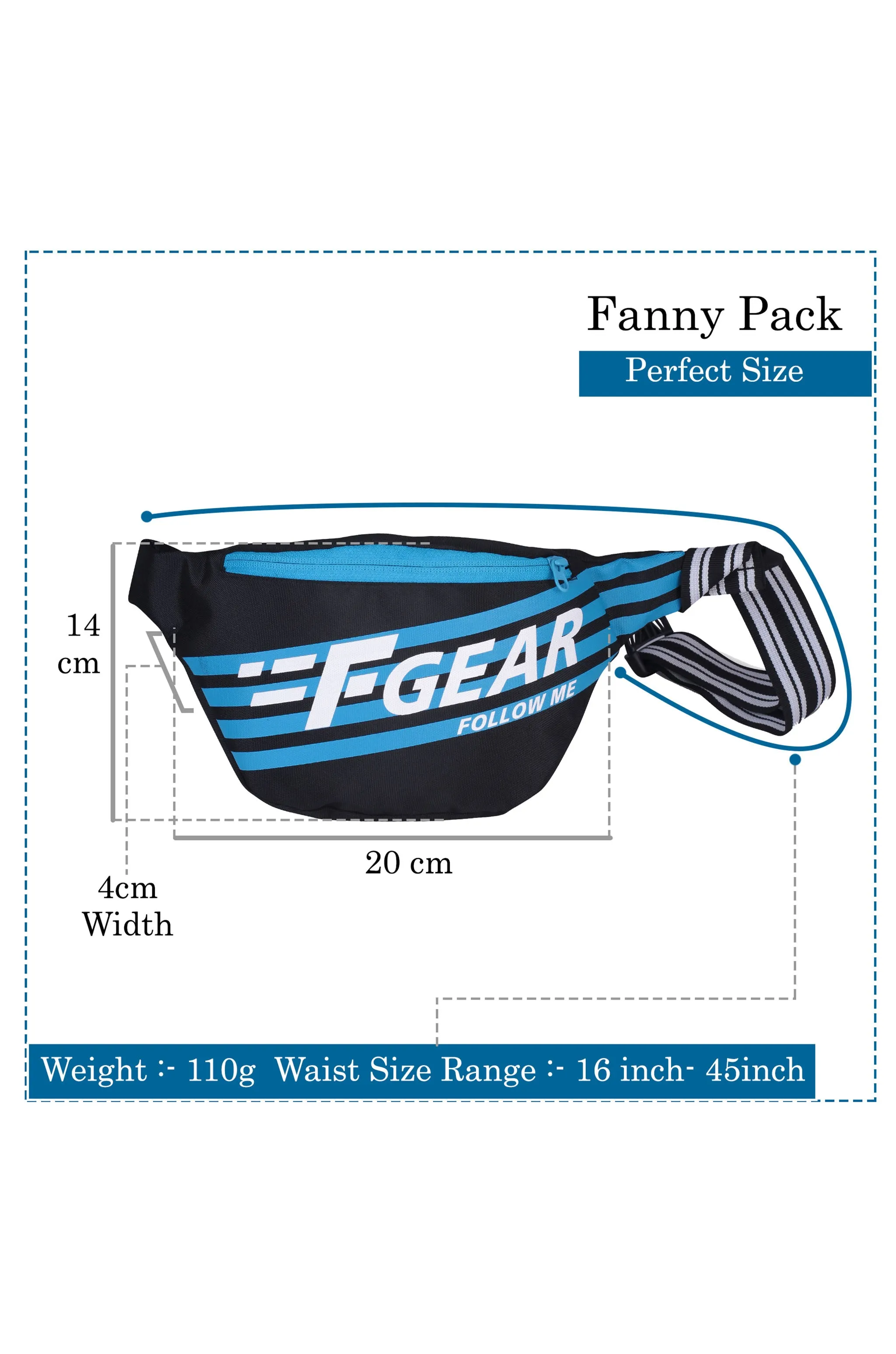 Enzo Black Blue Waist Pouch