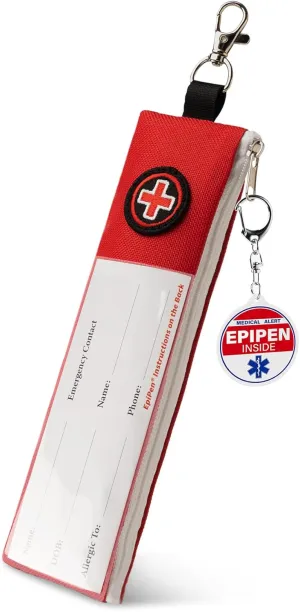 Epipen Carry Case, Slim Epi Pen Carrying Case for Allergy Medicine with Keychain Clip – Durable and Heat-Resistant EpiPen Holder for Kids and Adults, Travel Friendly