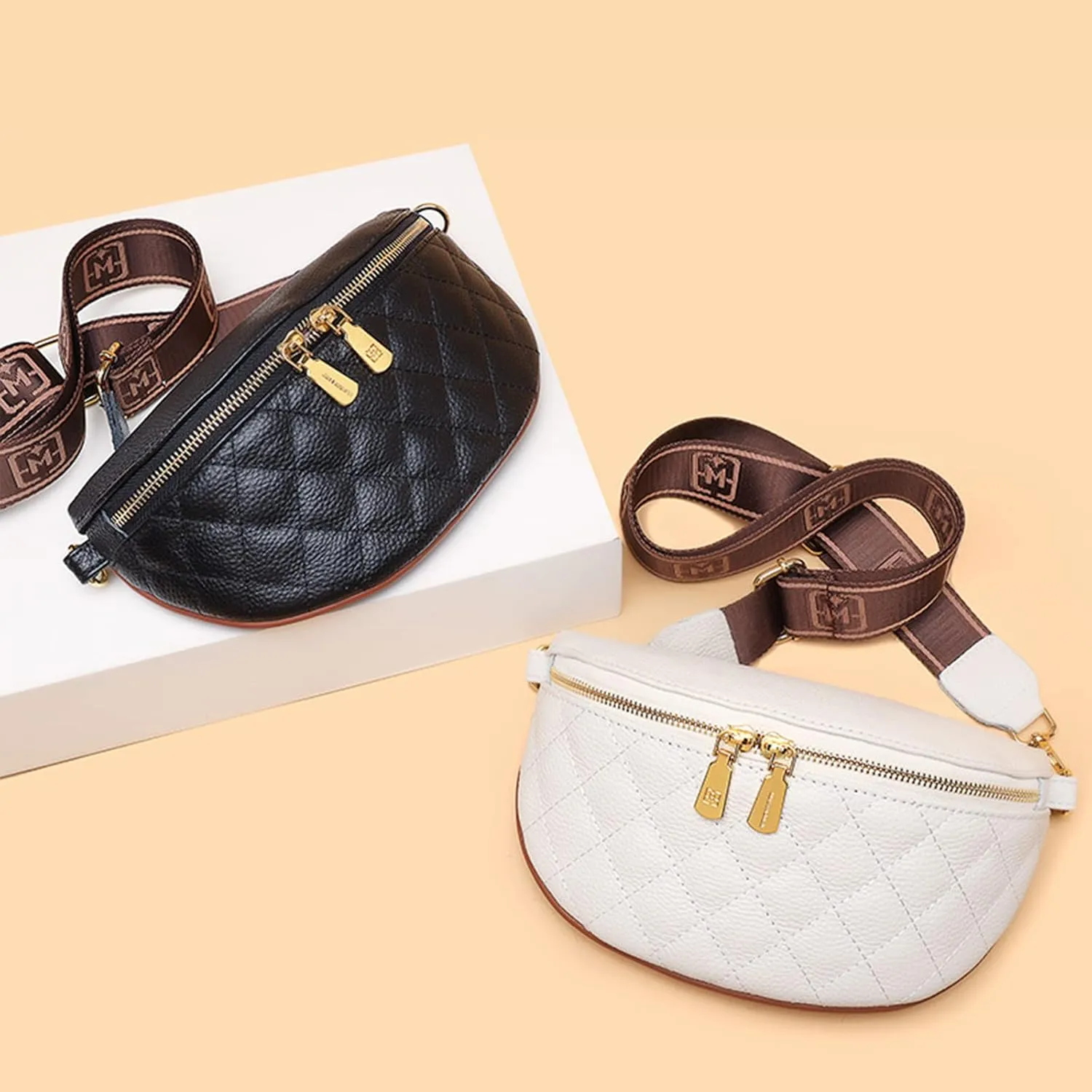 Eslcorri Small Crossbody Sling Bag for Women Trendy - Fanny Packs Leather Chest Belt Bum Bag Anti Theft Purse for Travel