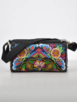 Ethnic Style Canvas Embroidered Retro Han Chinese Crossbody Bags