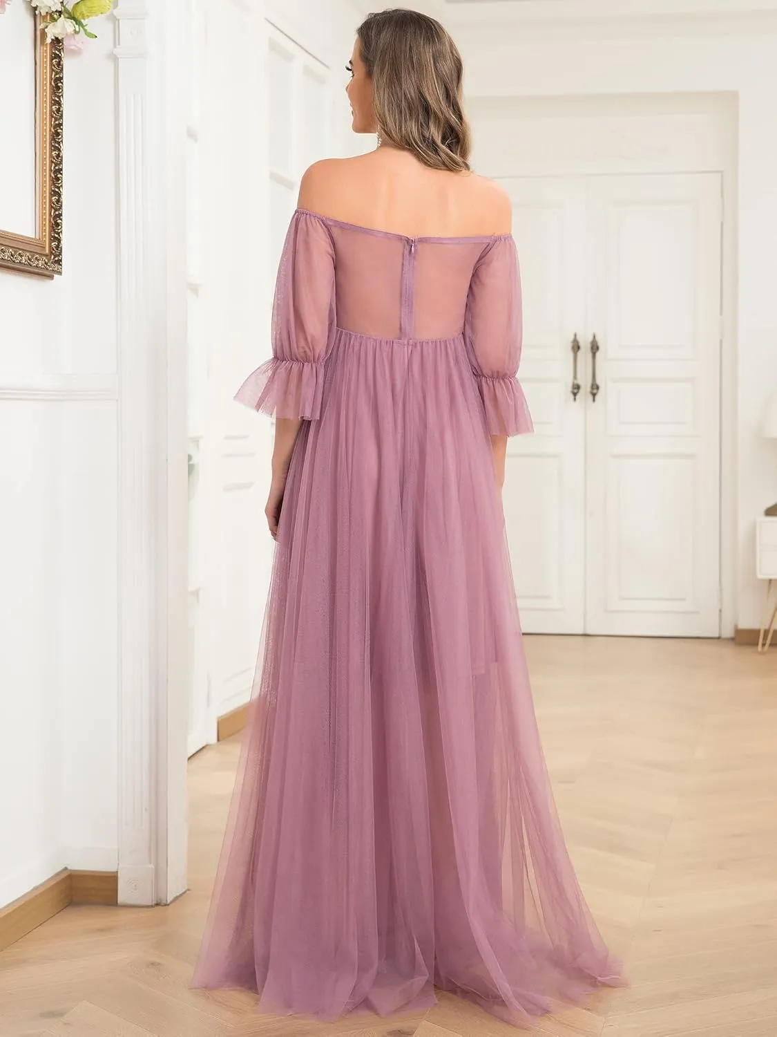 Ever-Pretty Women's Off-Shoulder A-line Tulle Maternity Dress for Baby Shower 20862