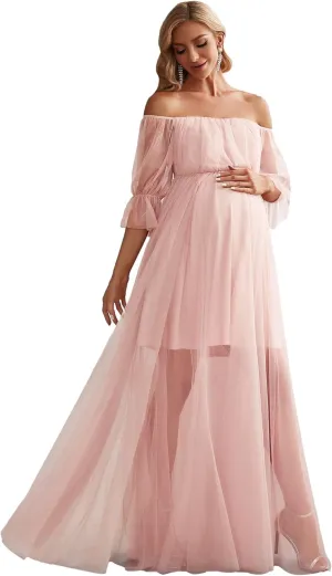 Ever-Pretty Women's Off-Shoulder A-line Tulle Maternity Dress for Baby Shower 20862