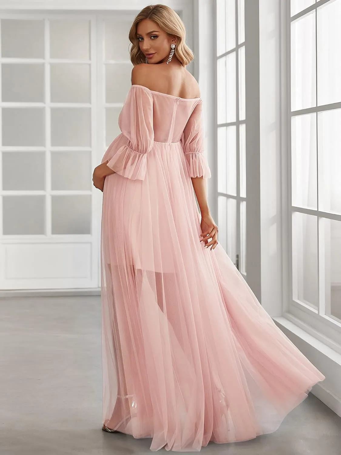 Ever-Pretty Women's Off-Shoulder A-line Tulle Maternity Dress for Baby Shower 20862