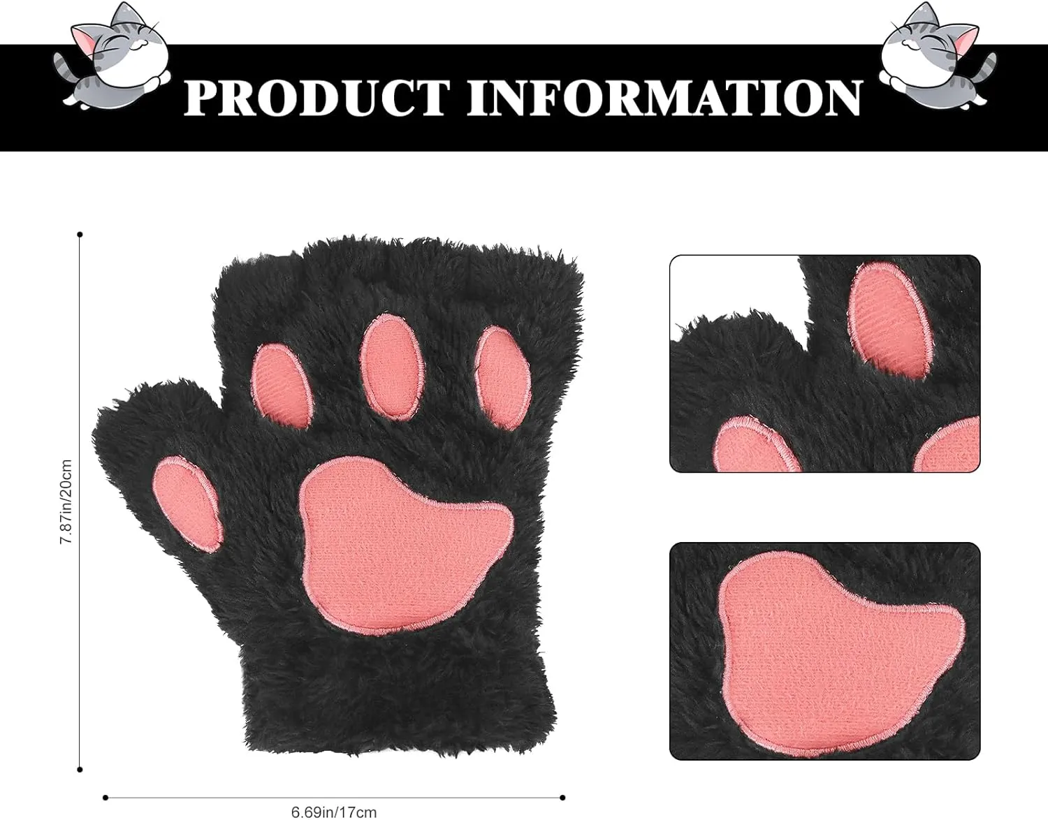 Exlinonline Therian Cat Mask with Tails and Gloves Paws Ears Fox Wolf Furry Costume for Women,Kids Halloween Cosplay