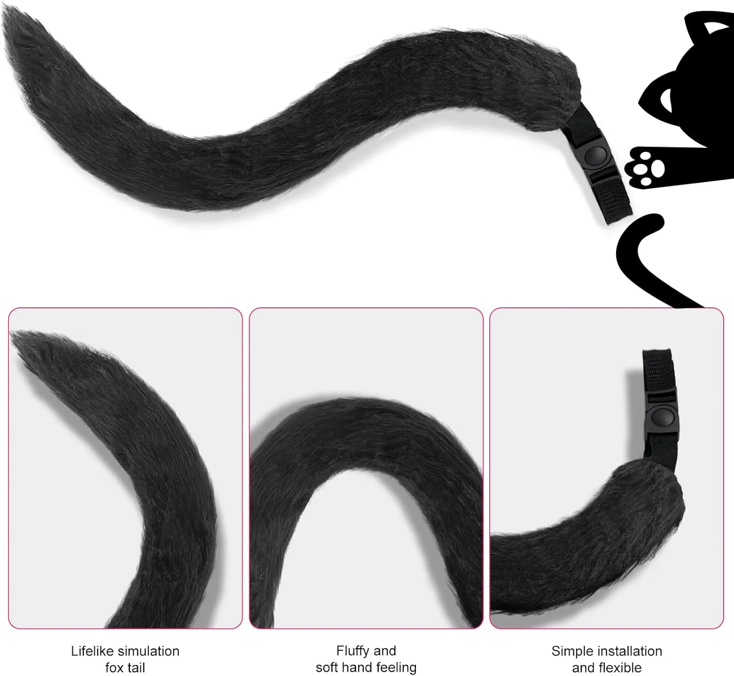 Exlinonline Therian Cat Mask with Tails and Gloves Paws Ears Fox Wolf Furry Costume for Women,Kids Halloween Cosplay