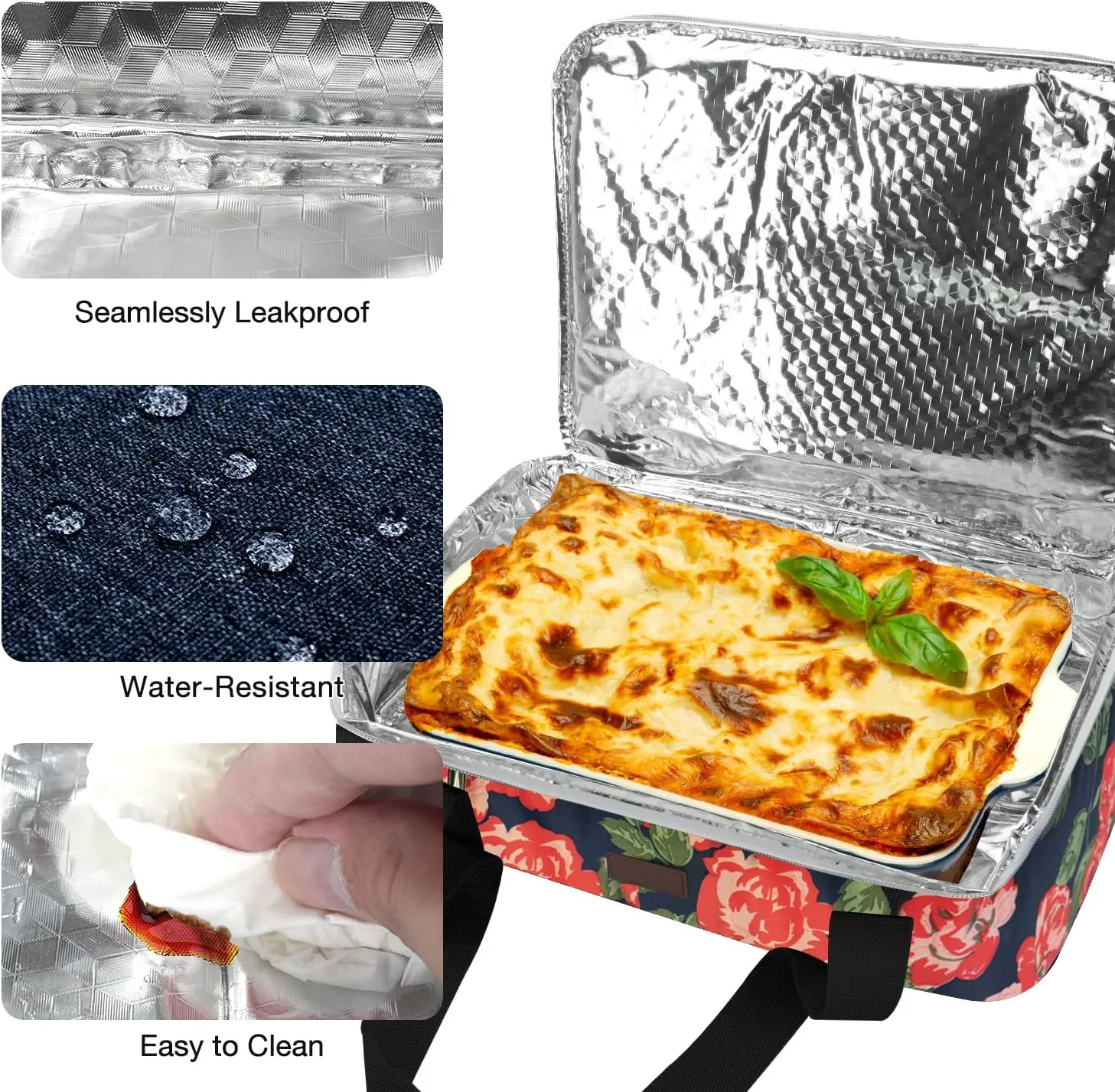 Expandable Casserole Carrier Bag - Double Decker Food Bag, Insulated Casserole Carrier for Hot or Cold Food, Lasagna Holder Tote for Picnics,Beaches,Traveling or Gifts
