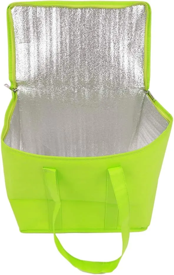 Ezek Reusable Insulated Grocery Bags in Green, Stand Upright, Double The Sturdy Zipper, Eco-Friendly Heavy Duty Non-Woven Reinforced Bottom & Handles.